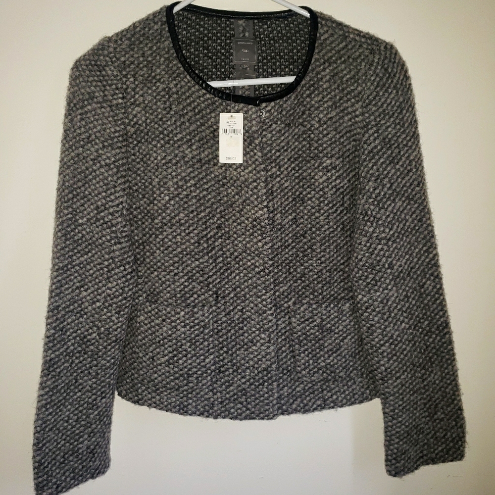 NWT GAP Wool/ Faux Leather Trimmed Jkt Size 6 - Picture 1 of 10